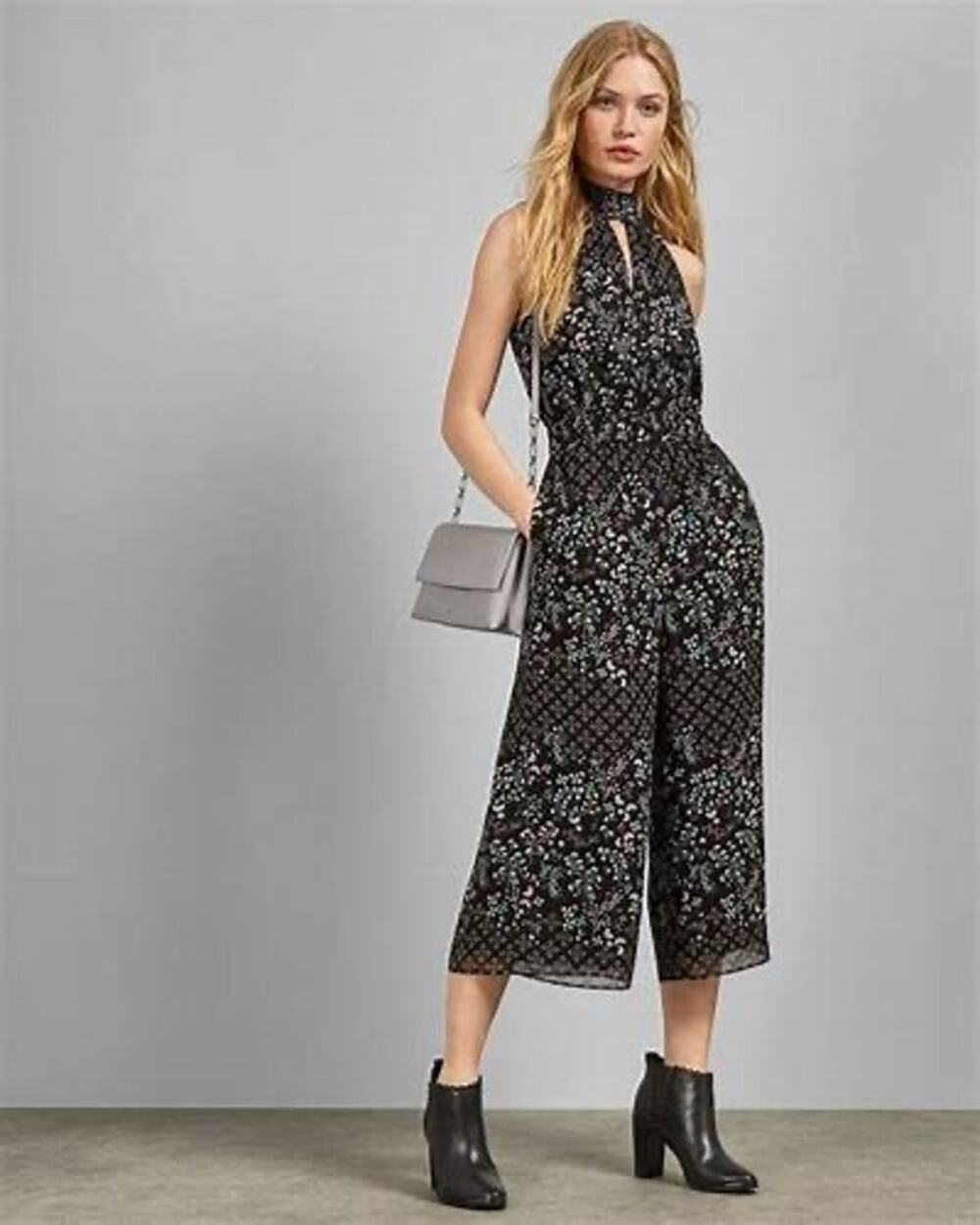 Ted Baker Marcila High Neck Keyhole Wide Leg Floral Crop Sleeveless Jumpsuit 6